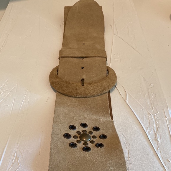 Garugliers 3” Tan Weathered Leather Belt Italy Medium - Picture 6 of 11